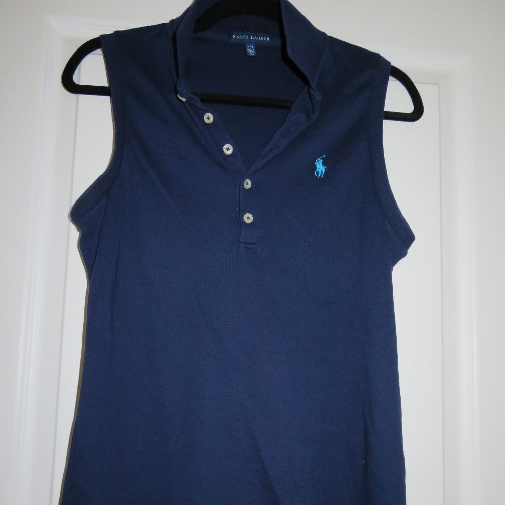 Ralph Lauren Cotton Polo Sleeveless Top Navy  M